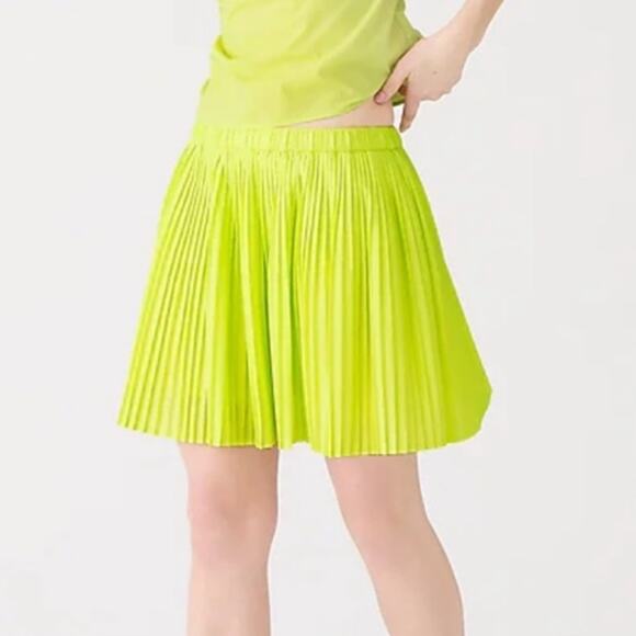 J. Crew Pale Kiwi Pleated Mini Skirt - Picture 1 of 6
